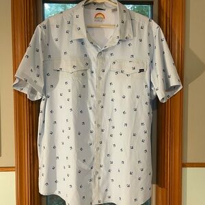 Hurley Men’s Short Sleeve XL Palm Tree Woven Button Down Shirt